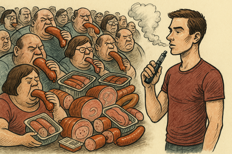 Wurst vs. E-Zigarette: Was killt dich schneller? Ein ehrlicher Gesundheitsvergleich, der Klartext spricht
